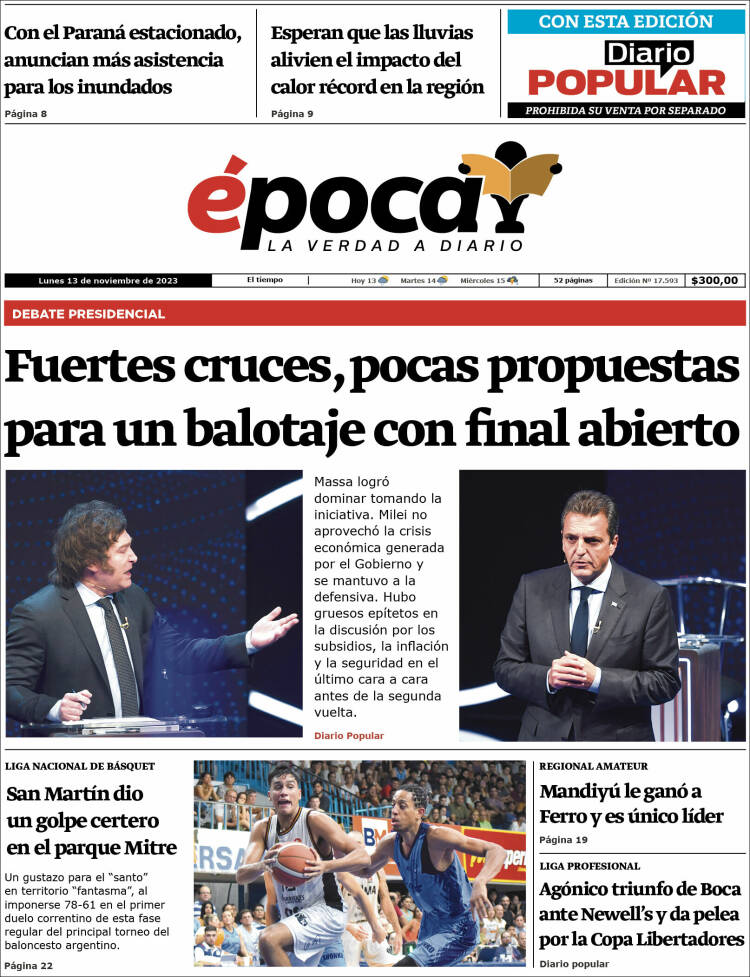 Portada de Diario Época (Argentina)