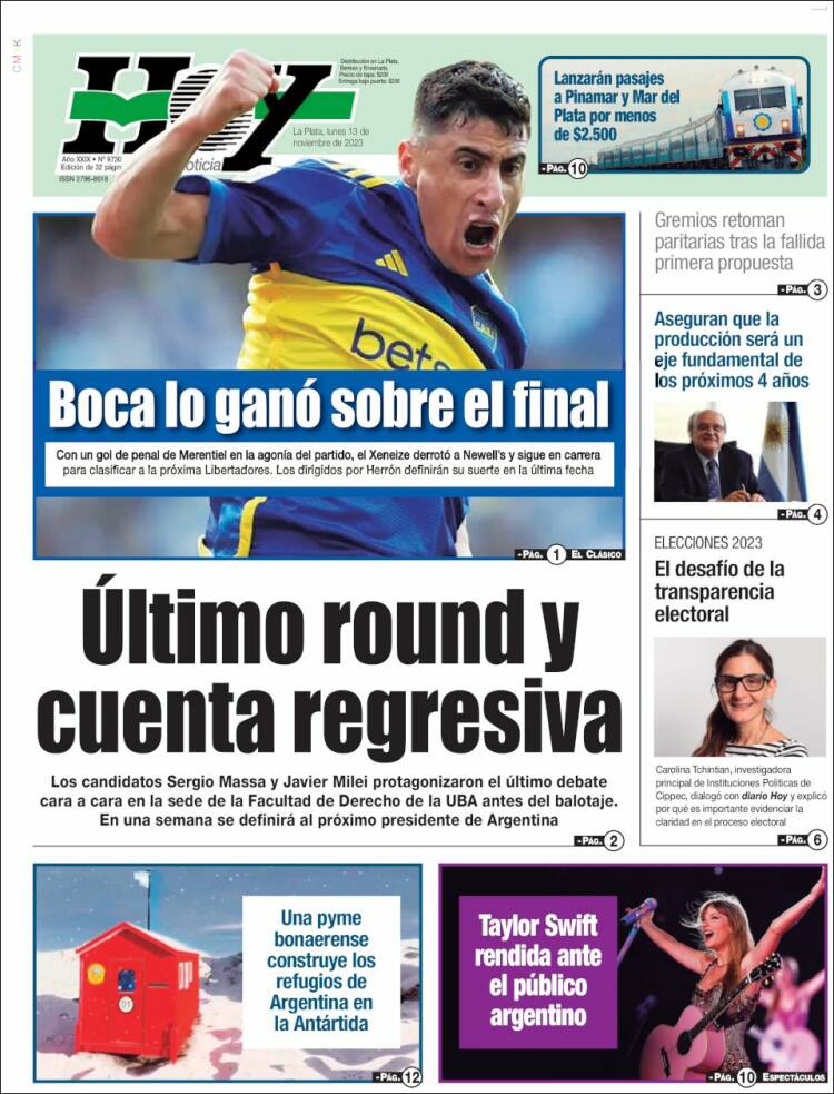 Portada de Diario Hoy (Argentina)