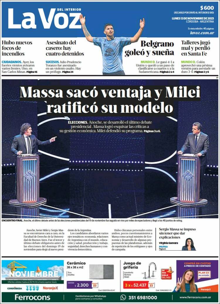 Portada de La Voz del Interior (Argentina)