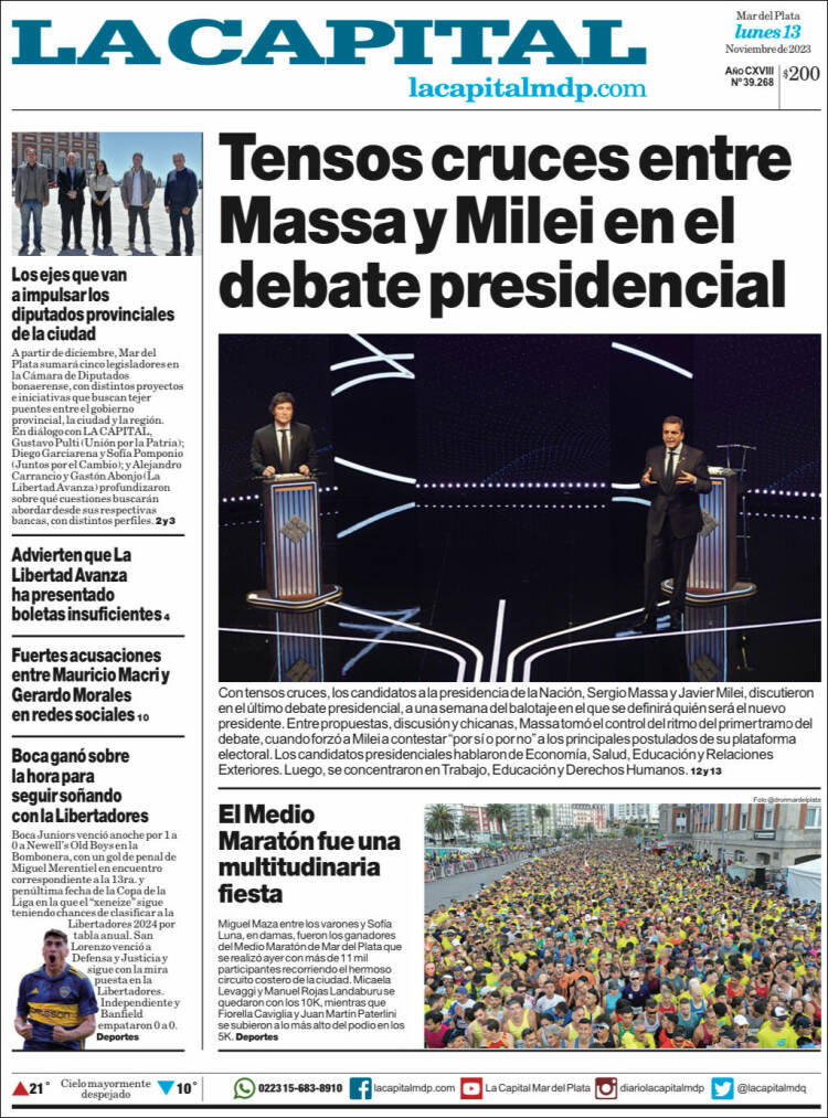 Portada de Diario La Capital - Mar del Plata (Argentina)
