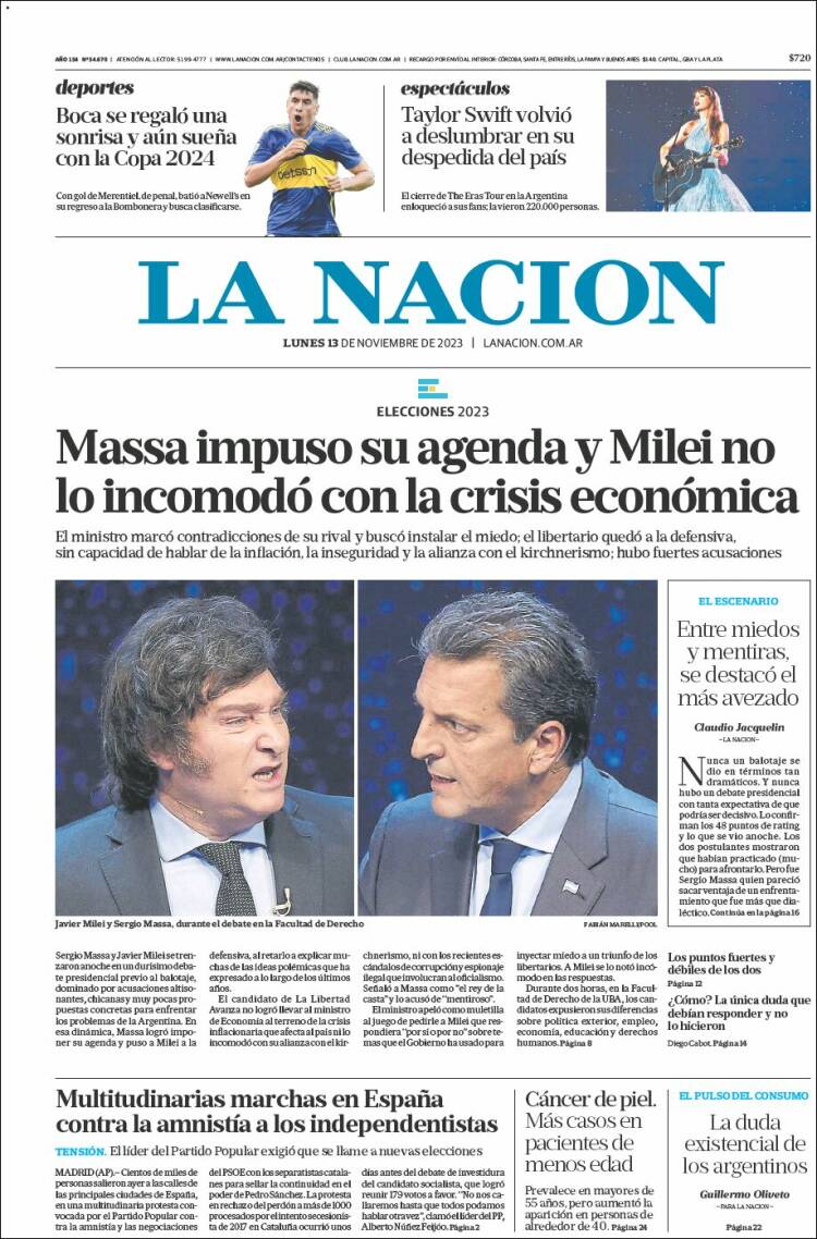 Portada de La Nación (Argentina)