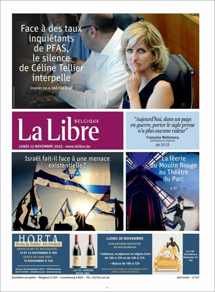 Portada de La Libre.be (B&eacute;lgica)