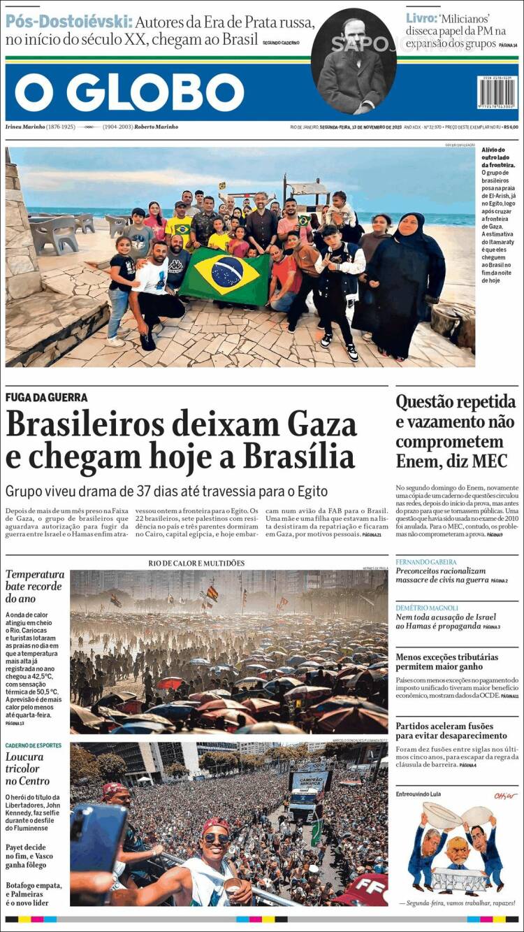 Portada de O Globo (Brasil)