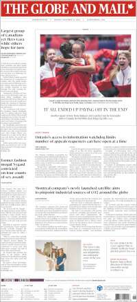 Portada de The Globe and Mail (Canadá)