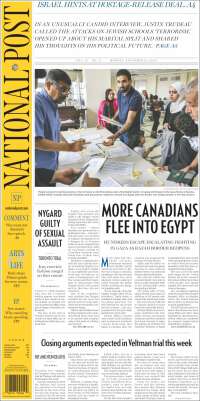 Portada de The National Post (Canadá)