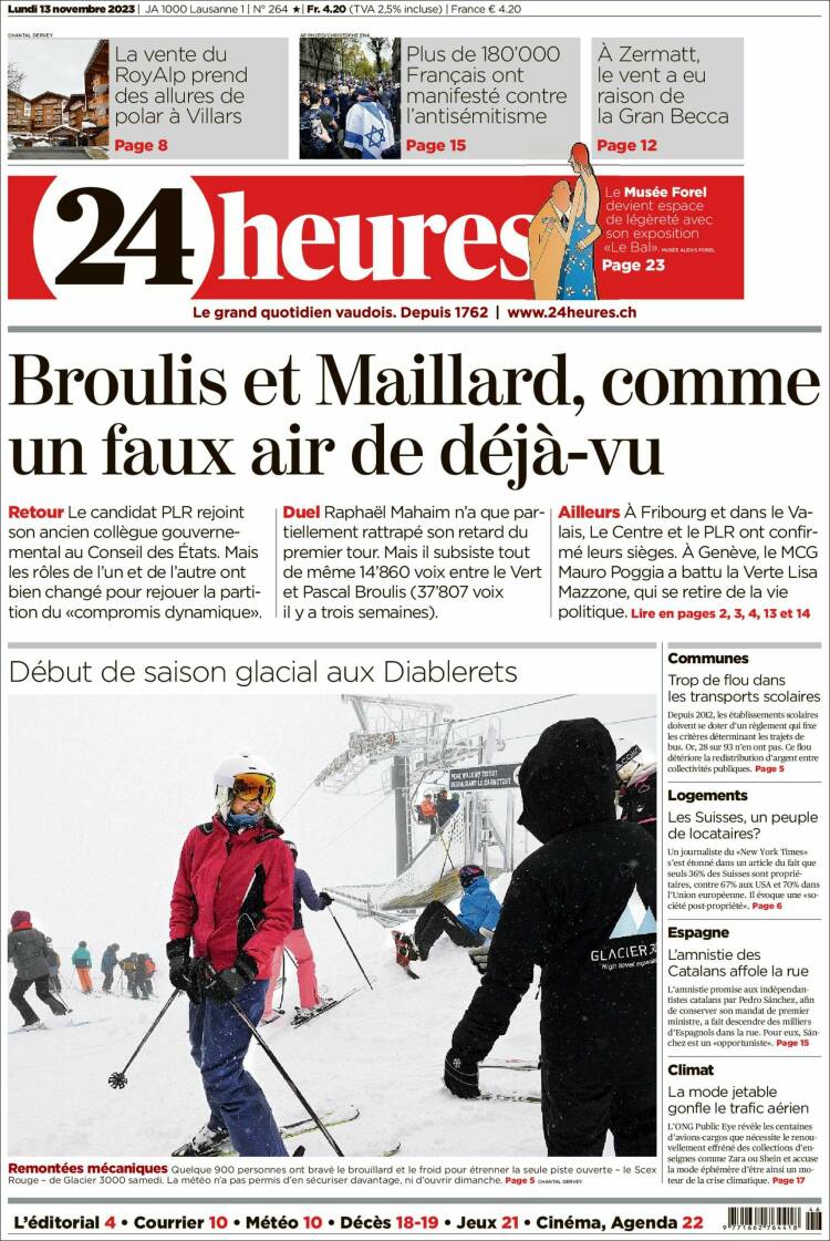 Portada de 24 Heures (Suiza)
