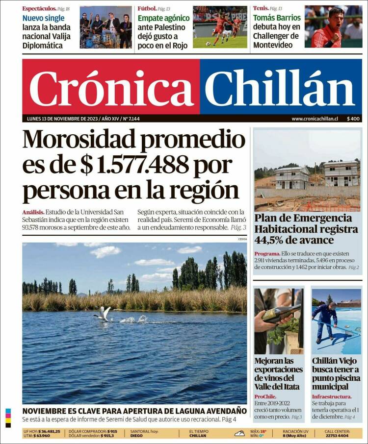 Portada de Crónica Chillán (Chile)