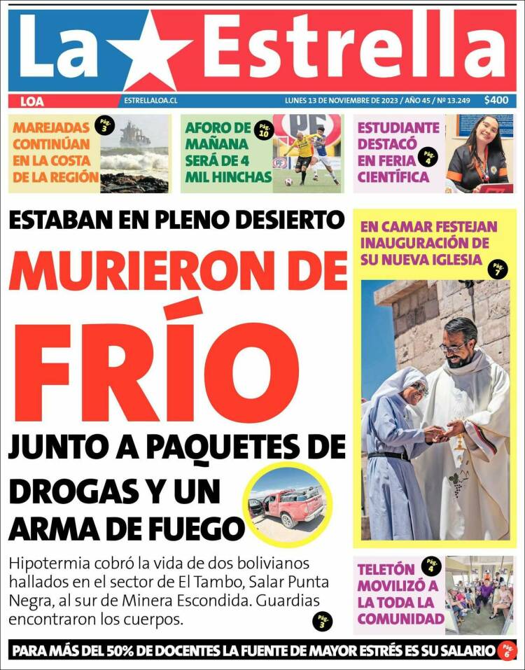 Portada de La Estrella de Loa (Chile)