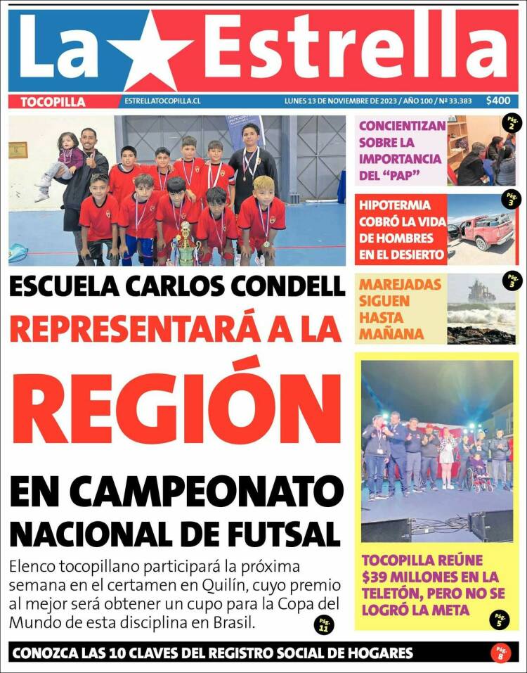 Portada de La Estrella de Tocopilla (Chile)