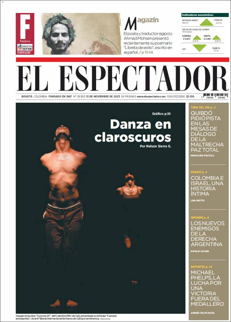 Portada de El Espectador (Colombia)