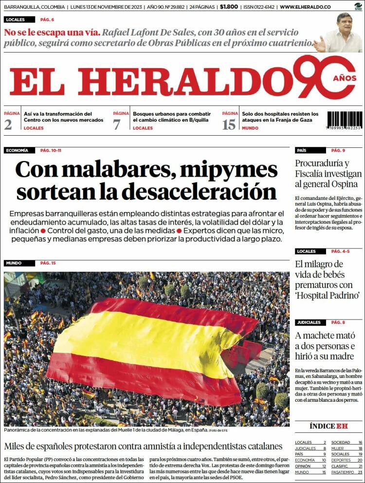 Portada de El Heraldo (Colombia)