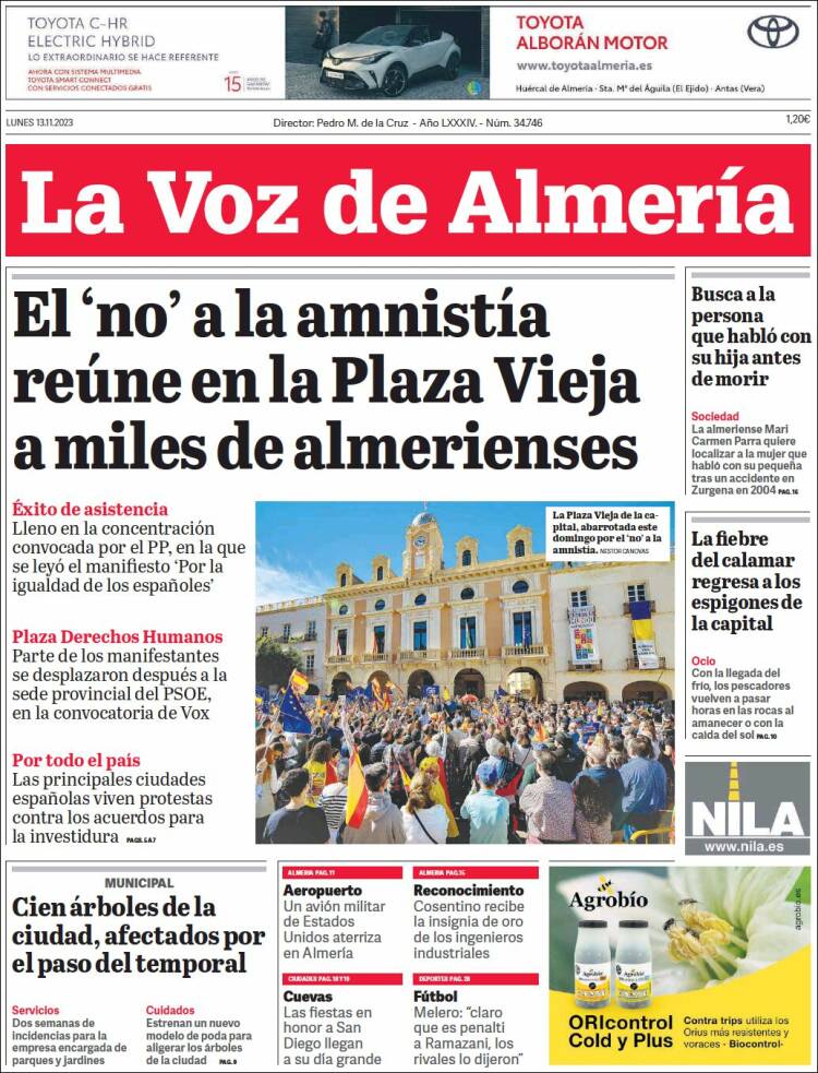 Portada de La Voz de Almería (España)