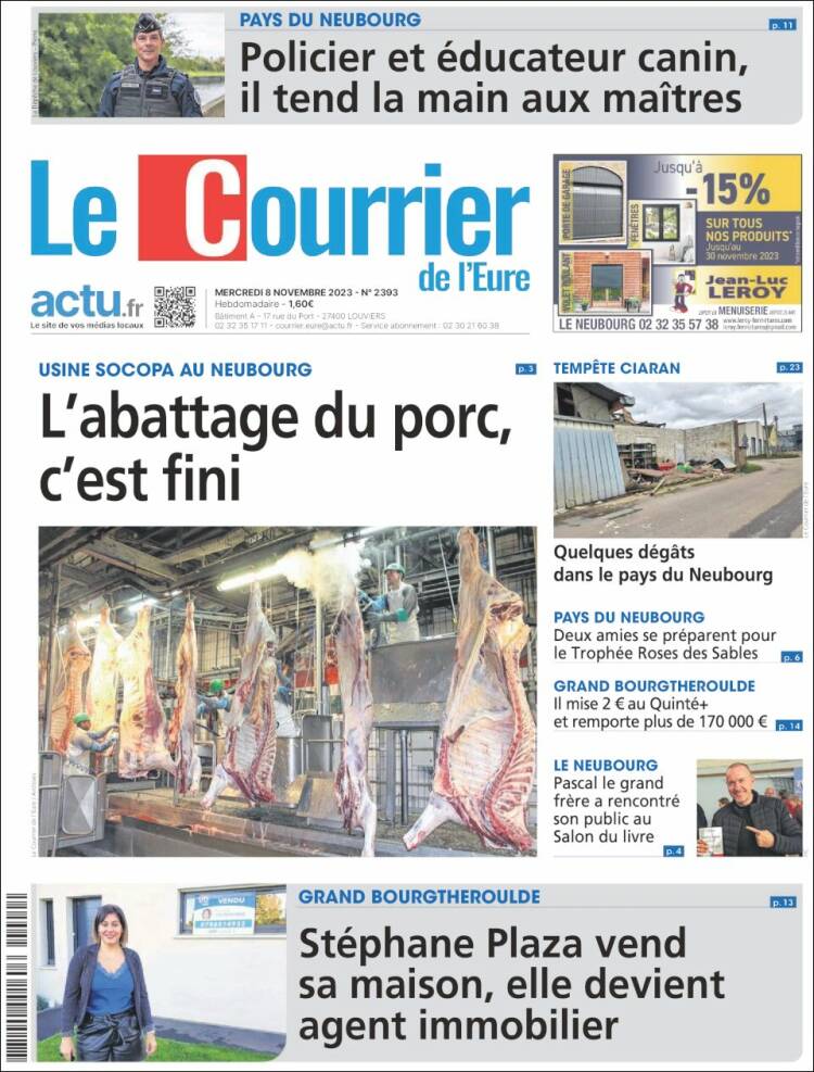 Portada de Le Courrier de l'Ouest (Francia)