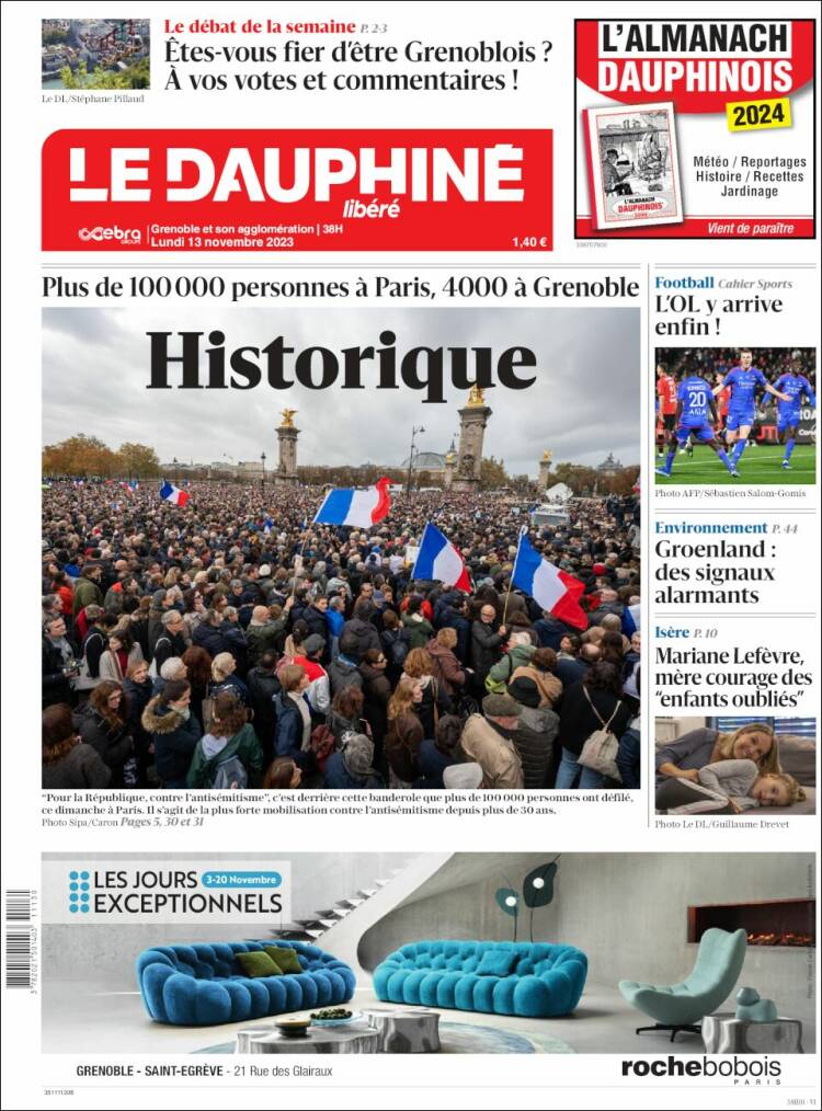 Portada de Le Dauphiné Libéré (Francia)