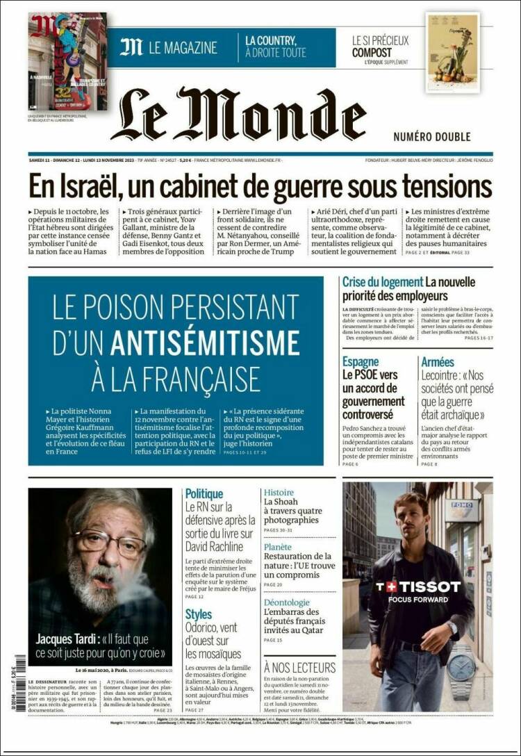 Portada de Le Monde (Francia)
