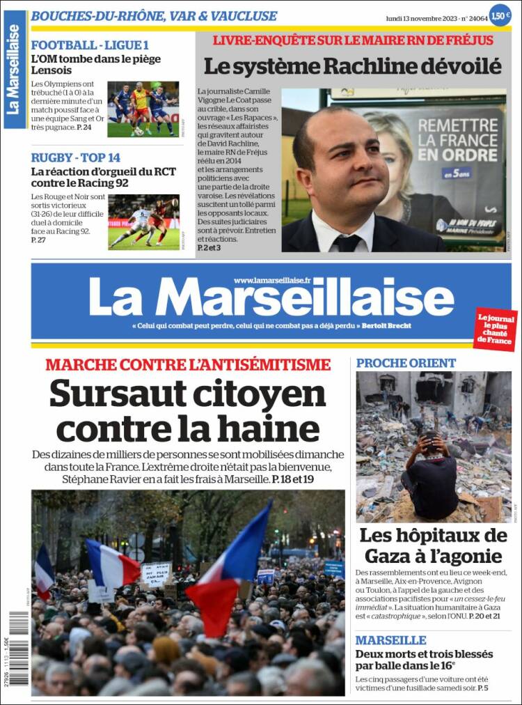 Portada de La Marseillaise (Francia)