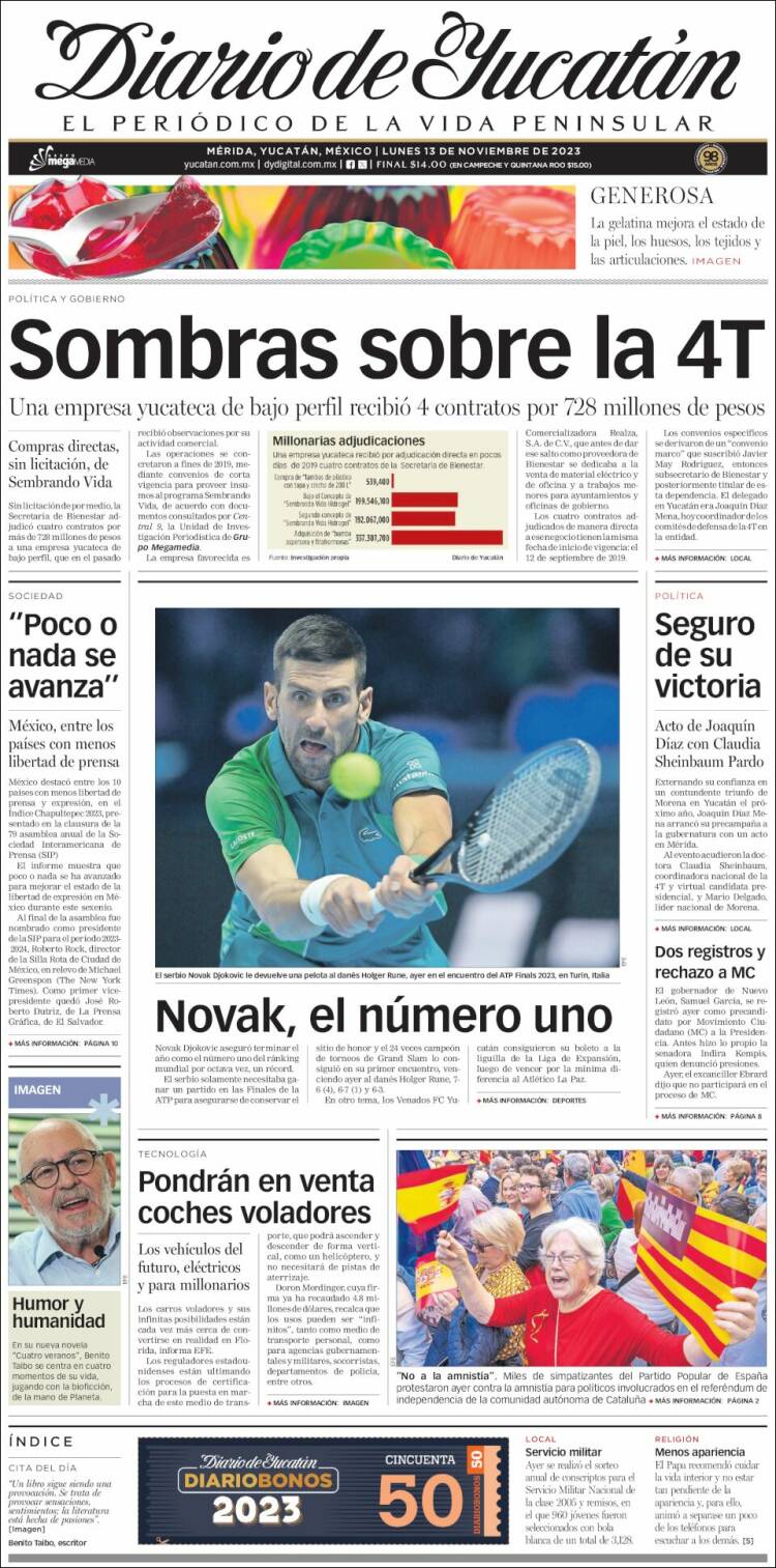 Portada de Diario de Yucatán (M&eacute;xico)