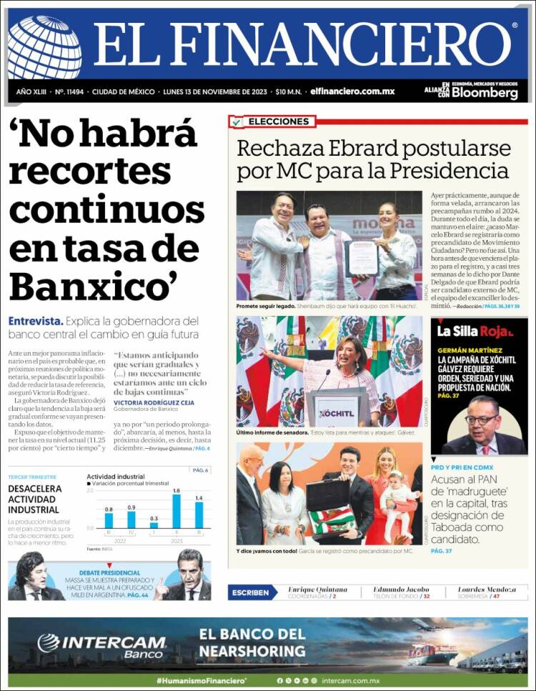 Portada de El Financiero (M&eacute;xico)