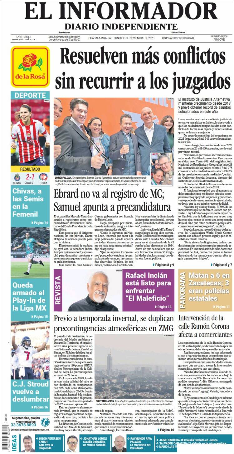 Portada de El Informador (M&eacute;xico)