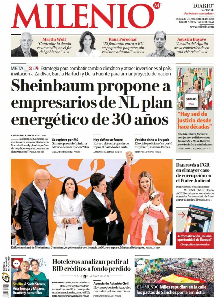 Portada de Milenio (M&eacute;xico)