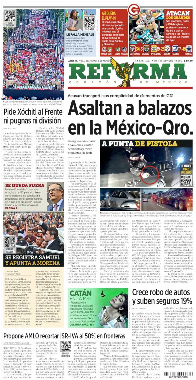 Portada de Reforma (M&eacute;xico)