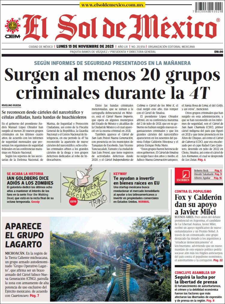 Portada de El Sol de México (M&eacute;xico)