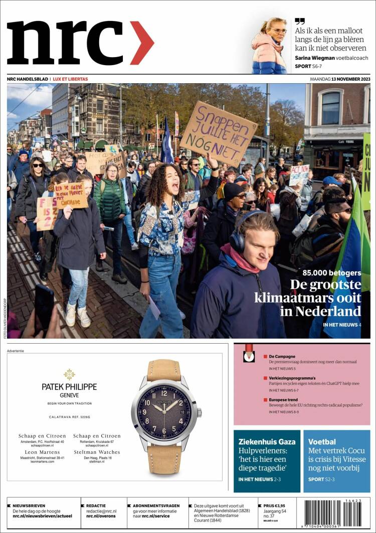 Portada de NRC Handelsblad (Pa&iacute;ses Bajos)