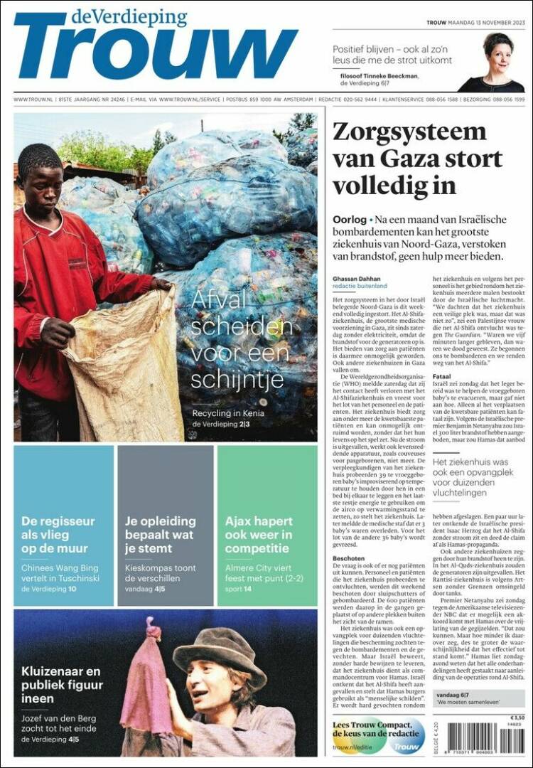 Portada de Trouw (Pa&iacute;ses Bajos)