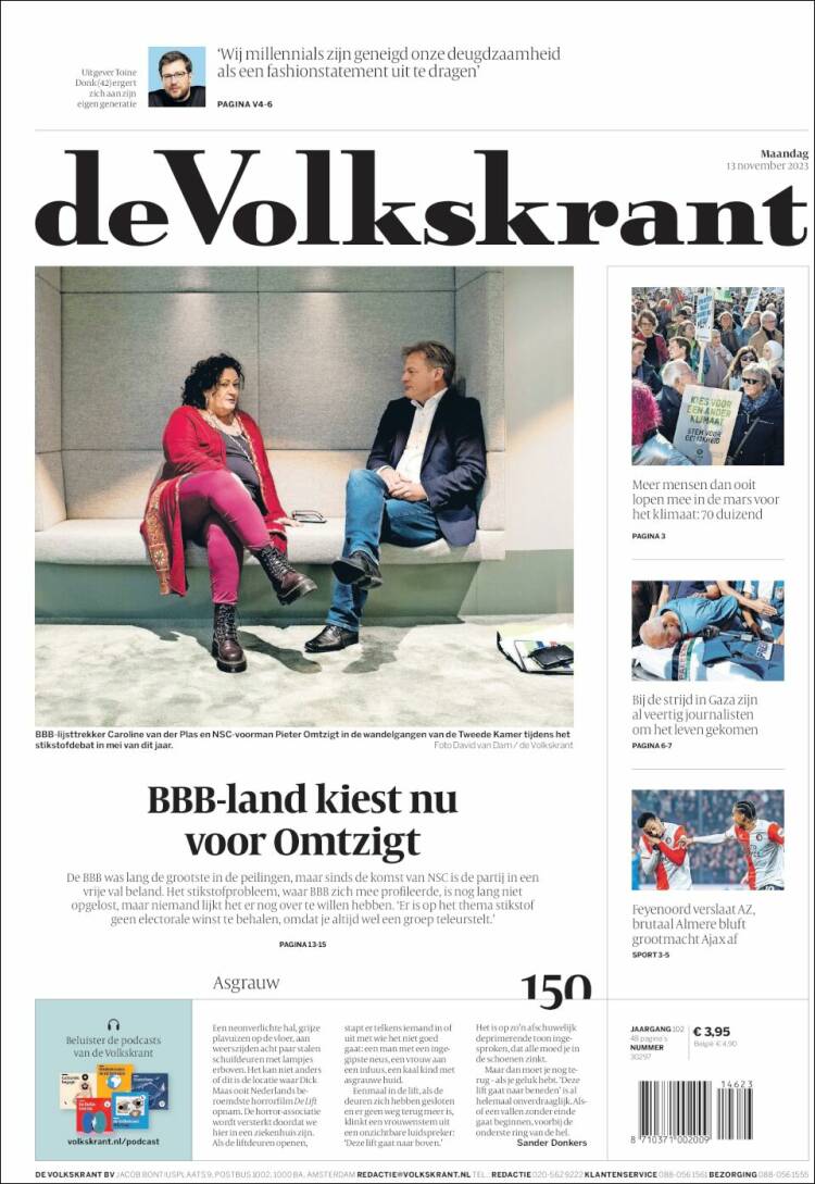 Portada de De Volkskrant (Pa&iacute;ses Bajos)