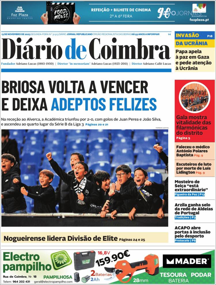 Portada de Diário de Coimbra (Portugal)
