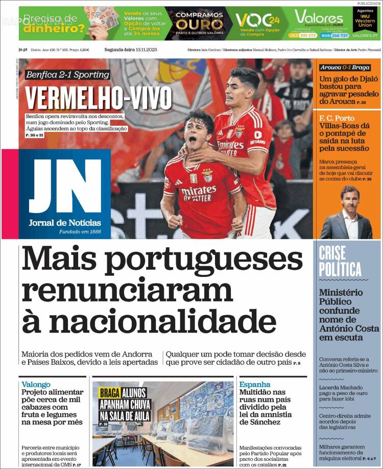 Portada de Jornal de Notícias (Portugal)