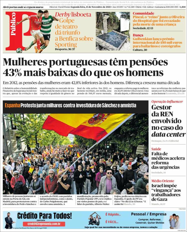 Portada de Público (Portugal)