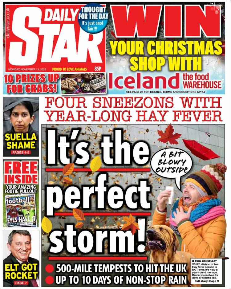 Portada de Daily Star (Reino Unido)