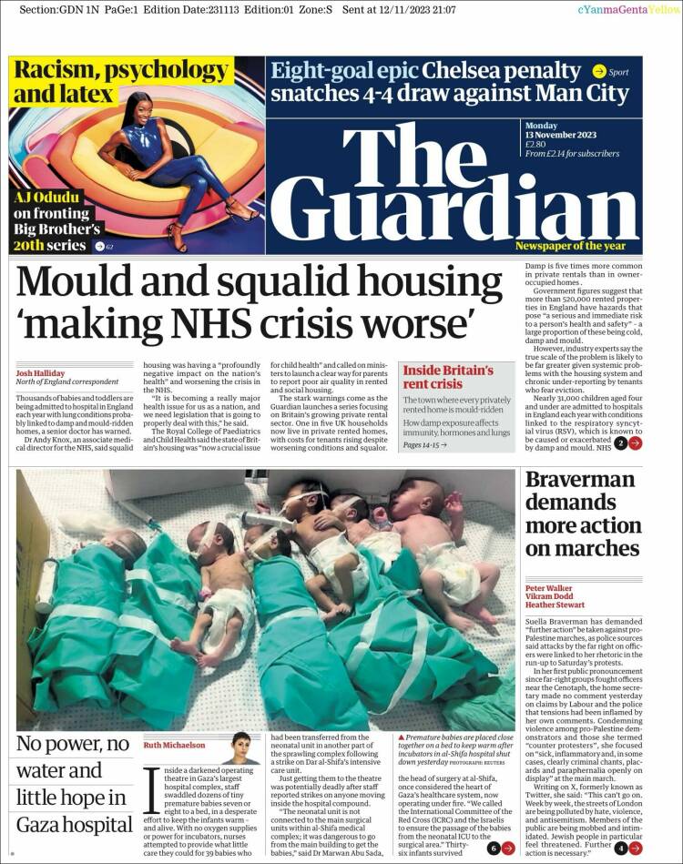 Portada de The Guardian (Reino Unido)