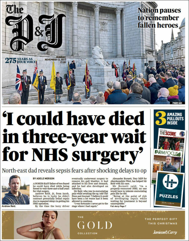 Portada de The Press and Journal (Reino Unido)