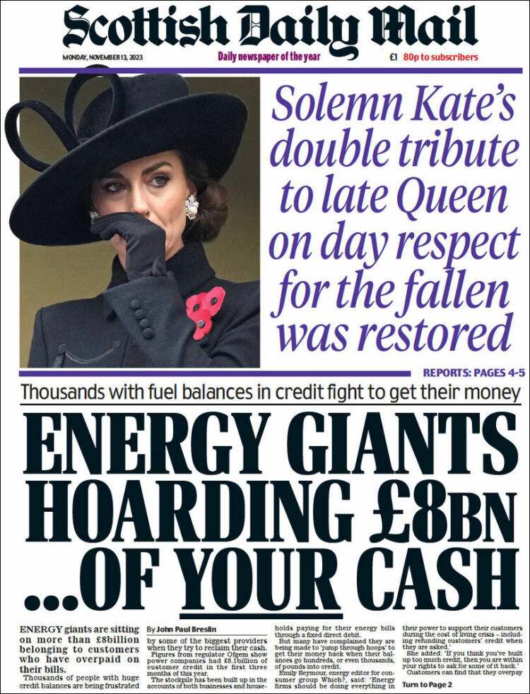 Portada de Scottish Daily Mail (Reino Unido)