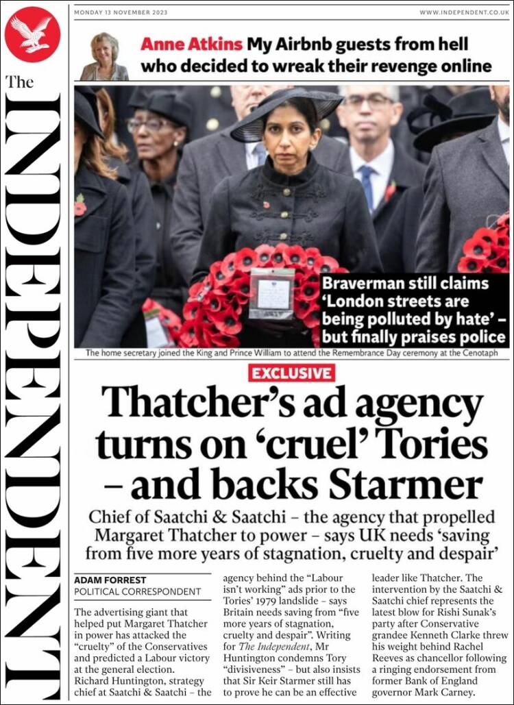 Portada de The Independent (Reino Unido)