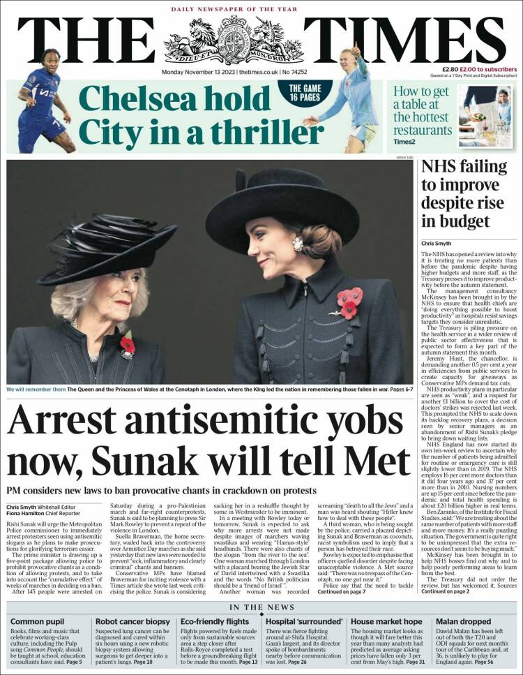 Portada de The Times (Reino Unido)