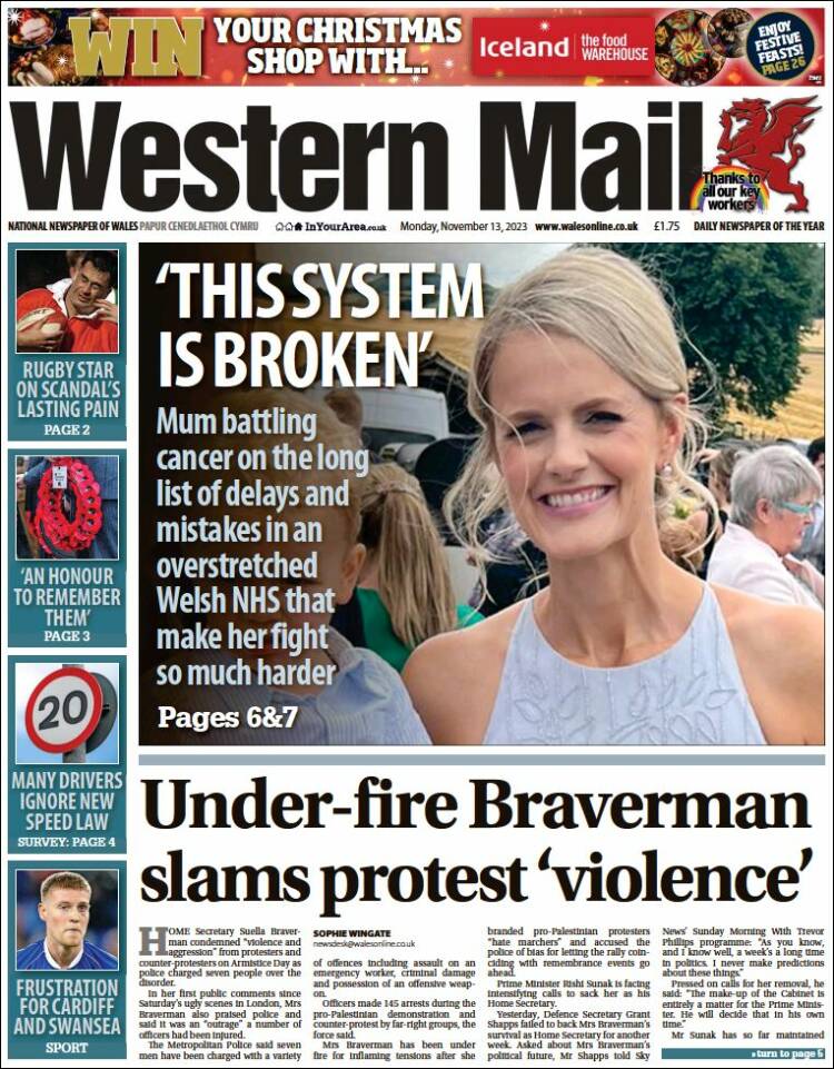 Portada de Western Mail (Reino Unido)