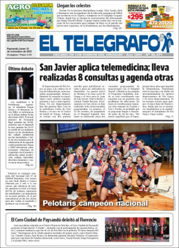 Portada de El Telégrafo (Uruguay)