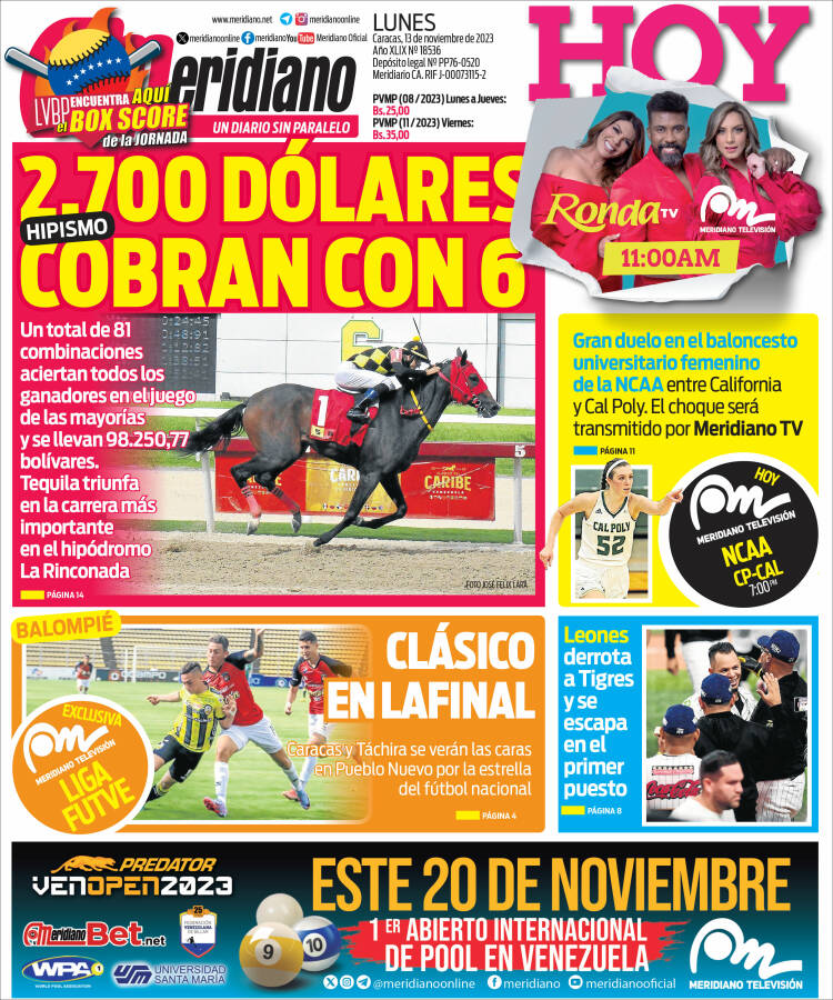 Portada de Meridiano (Venezuela)