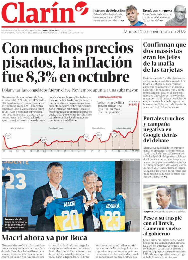 Portada de Clarín (Argentina)