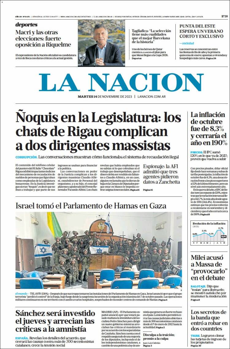 Portada de La Nación (Argentina)