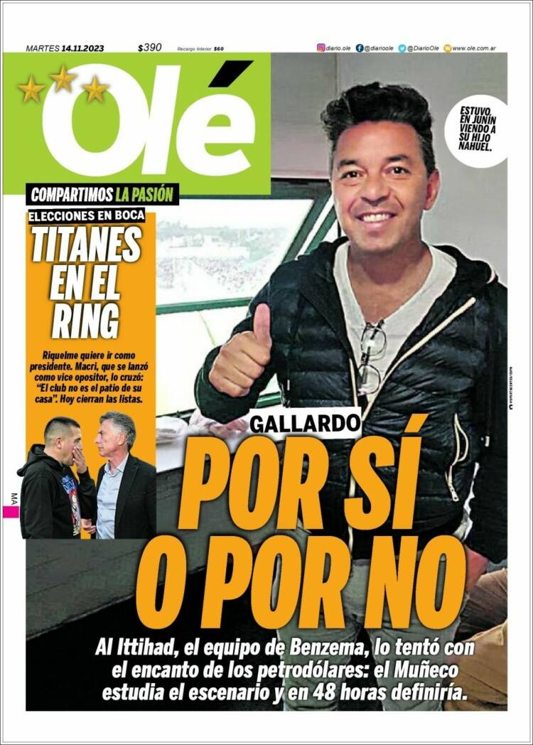 Portada de Olé (Argentina)