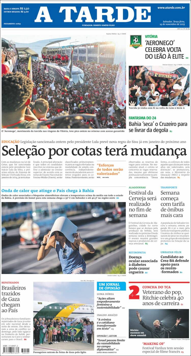 Portada de Diário A Tarde (Brasil)