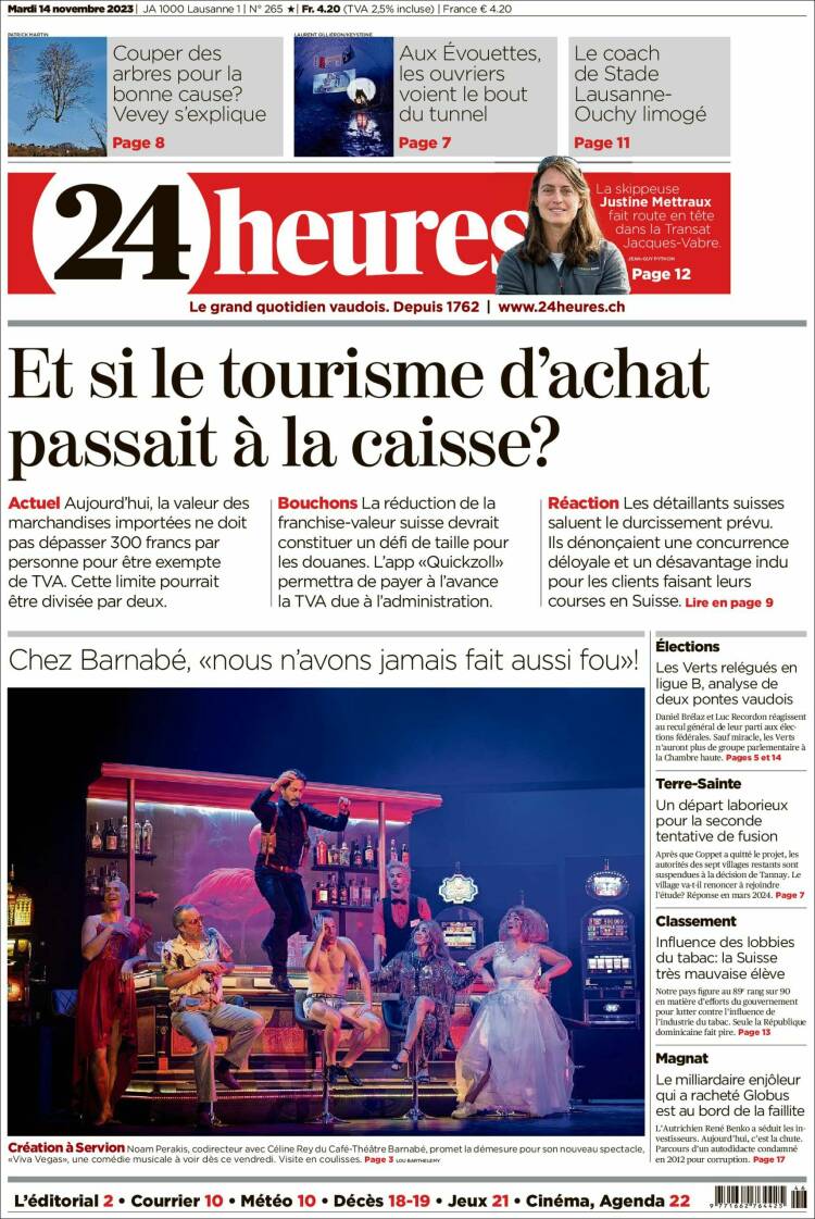 Portada de 24 Heures (Suiza)