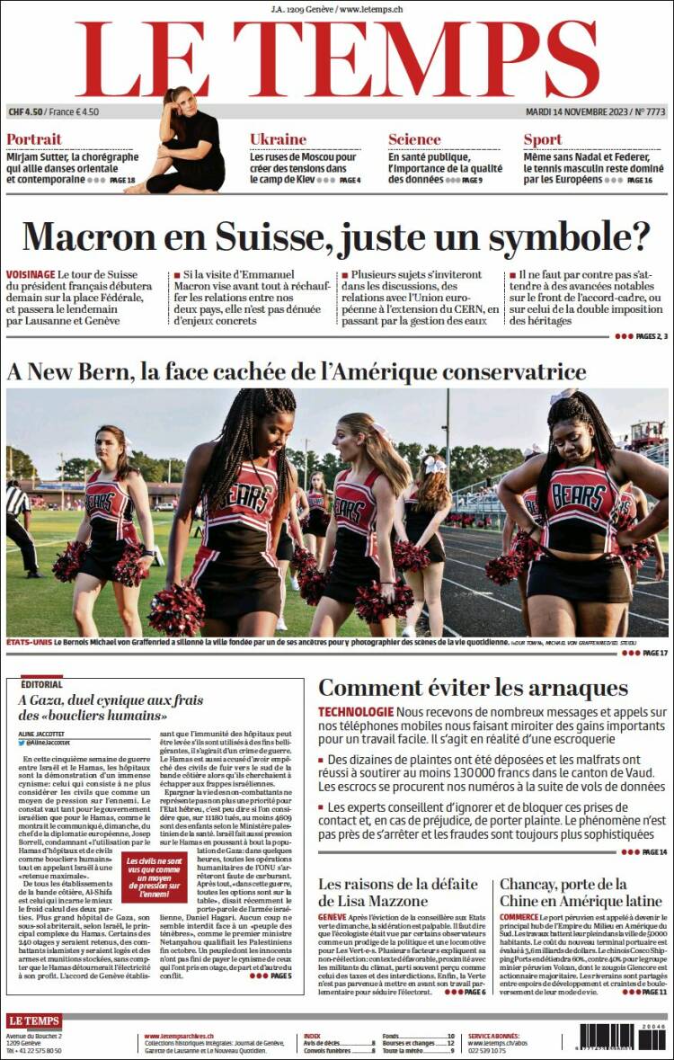 Portada de Le Matin (Suiza)