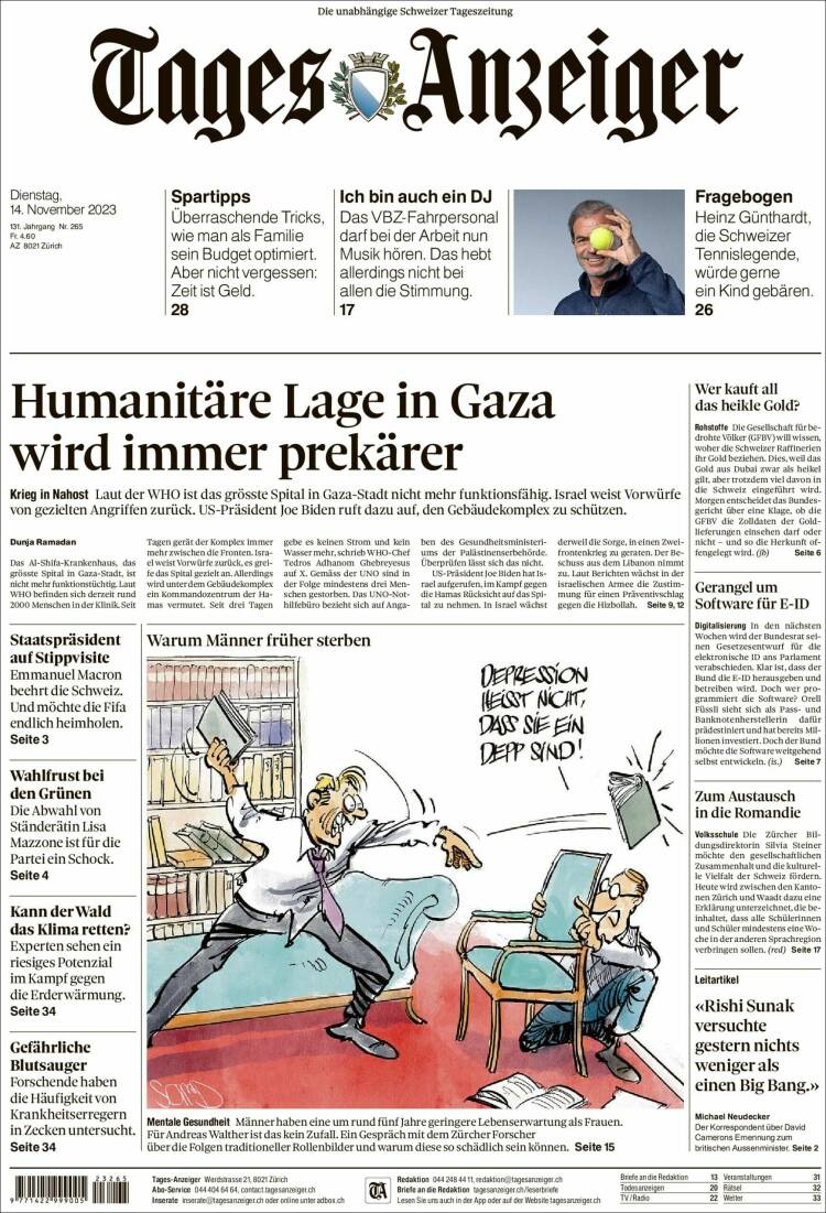 Portada de Tages-Anzeiger (Suiza)