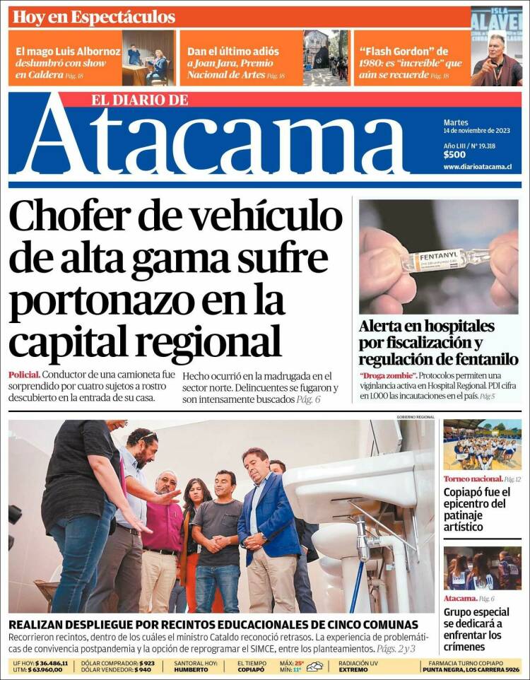 Portada de Diario de Atacama (Chile)