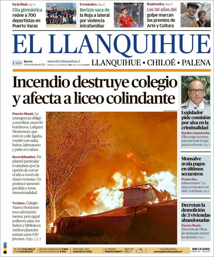 Portada de El Llanquihue (Chile)